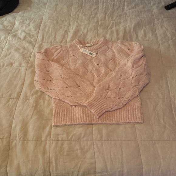 NWT Rebecca Taylor Alpaca Chainette Sweater Blush Cable Knit Crewneck
